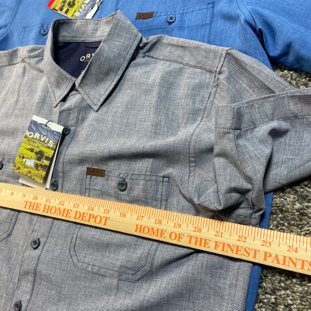 Orvis Mens M Short Sleeve Button Down Shirt 2 Pack Blue Grey Classic Collection‎ - Picture 3 of 9